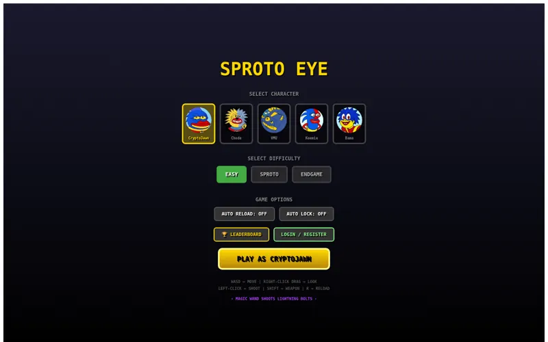 SPROTO EYE start screen